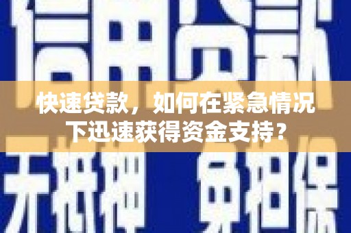 鱼池快速贷款，如何在紧急情况下迅速获得资金支持？