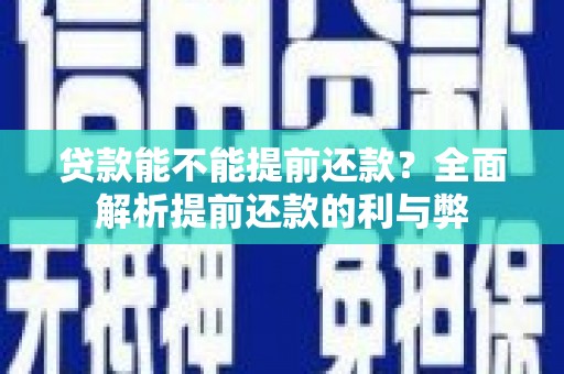 鱼池贷款能不能提前还款？全面解析提前还款的利与弊