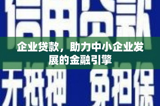 鱼池企业贷款，助力中小企业发展的金融引擎