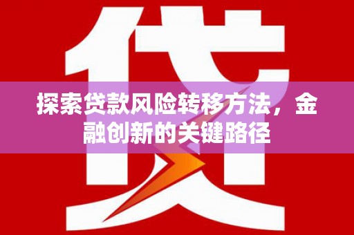 鱼池探索贷款风险转移方法，金融创新的关键路径