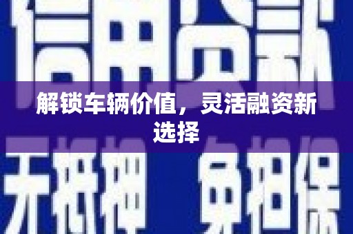 鱼池解锁车辆价值，灵活融资新选择